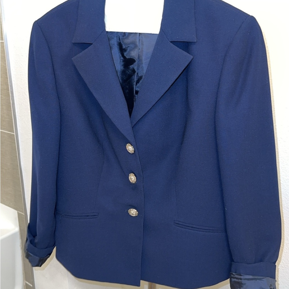 Ann Taylor Navy Blazer with Shiny Buttons